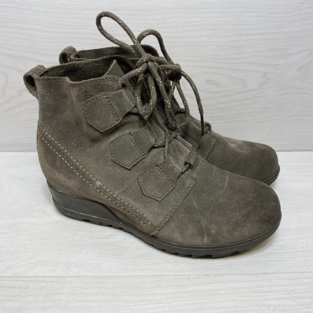 Sorel Out‎ N About Plus Conquest Quarry Grey Suede Ankle Boots Womens 9